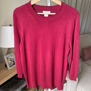 MAX STUDIO Sweater Womens L Rayon Blend Tunic Jumper Long Sleeve Pullover Red